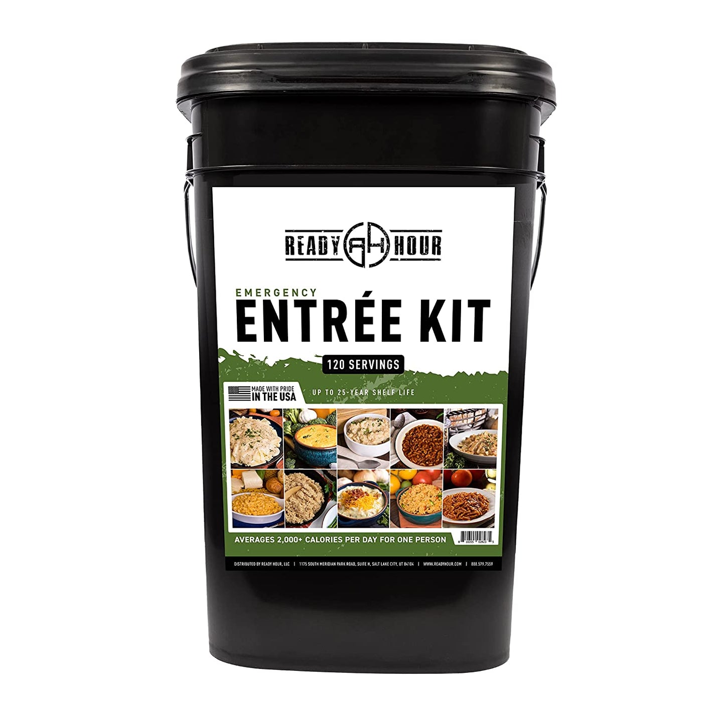 , Emergency Meal Entrées, Real Non-Perishable Meals, 25-Year Shelf Life, Portable Flood-Safe Container, 120 Servings