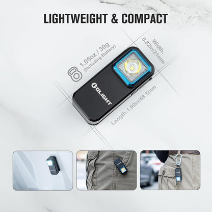 EDC Flashlight 300 Lumens Dual Light Sources Compact Pocket Clip Light