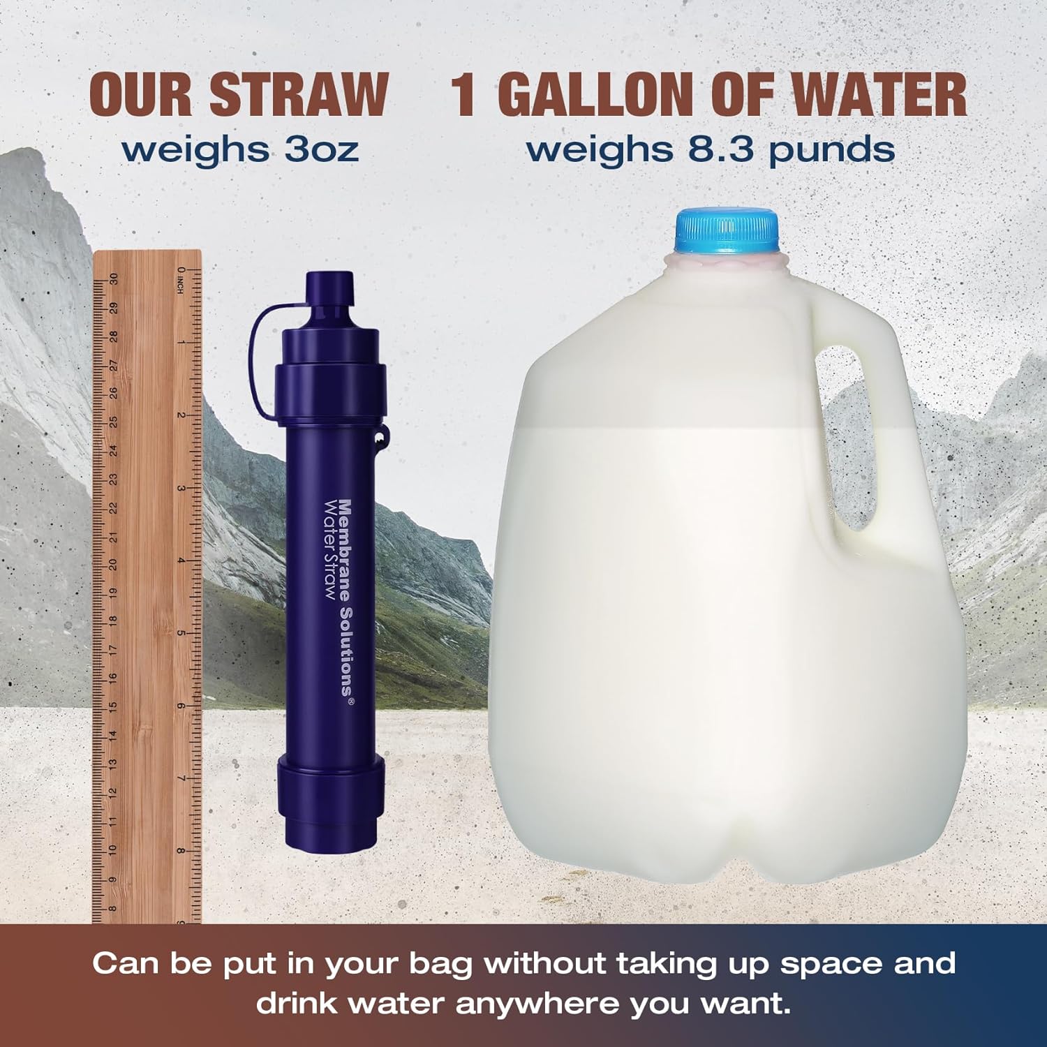 Water Filter Straw WS02, Detachable 4-Stage 0.1-Micron Portable Water Filter Camping, 5,000L Water Purifier Survival Gear and Equipment for Hiking Camping Travel and Emergency