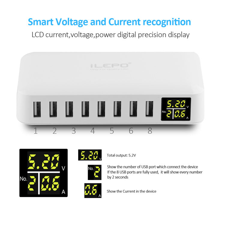 8 Port USB Desktop Charging Hub with Quick Charge