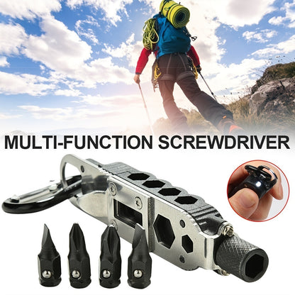 Multifunctional Keychain Tool Kit Pocket ft. Screwdriver, Bottle Opener, LED Flashlight