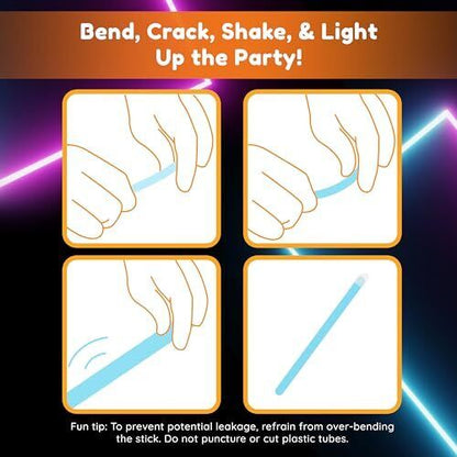 Glow in the Dark Sticks - 50 Ct 6" Glow Sticks Bulk Party Pack with End Caps