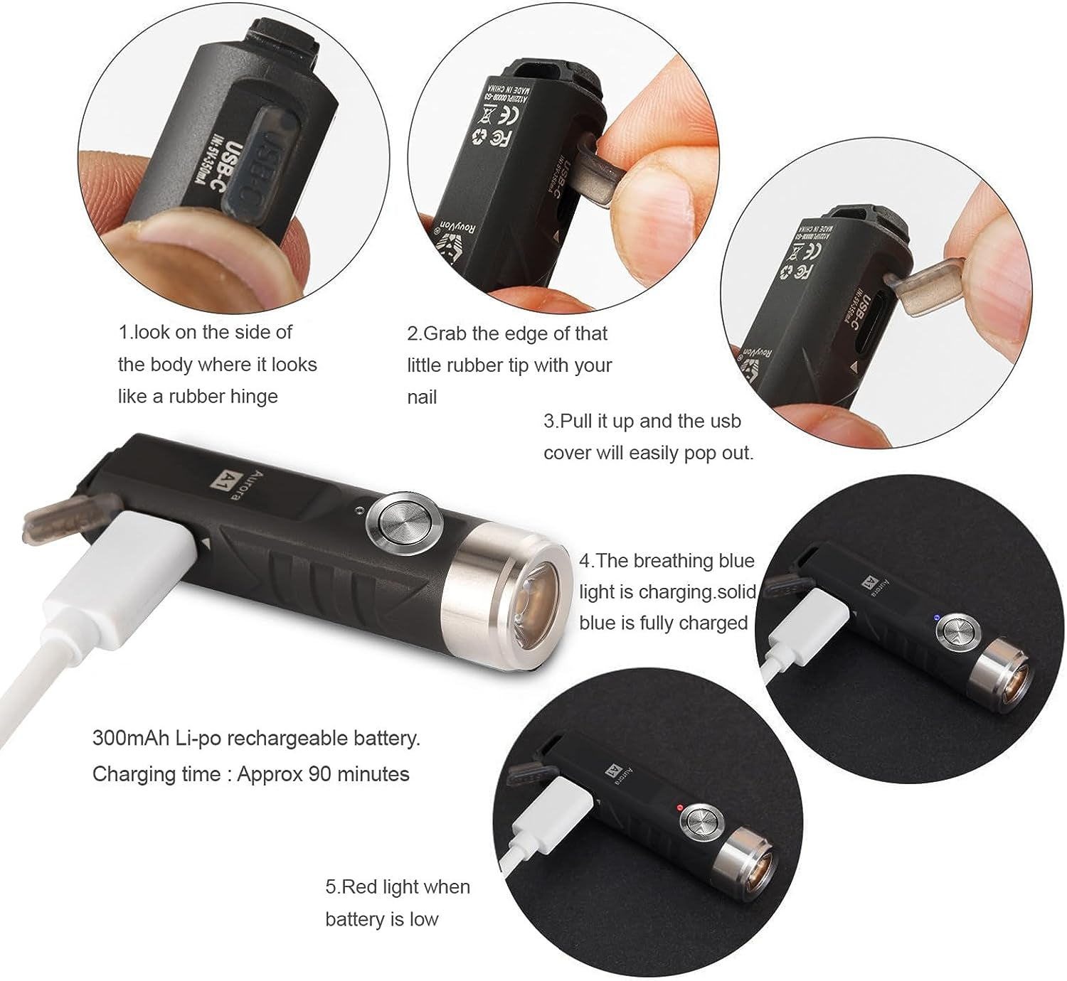 A1 Gen 4 Rechargeable EDC Flashlight 650 Lumens Super Bright Outdoor Mini Keychain Flashlights for Everyday Carry, Camping, Thanksgiving, Xmas Gift(Black)