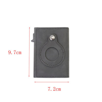 Smart Wallet Men Minimalist Slim Pop-Up Credit Card Holder for Airtag Leather Wallet Clip with RFID Technology (Black Carbon Fiber)
