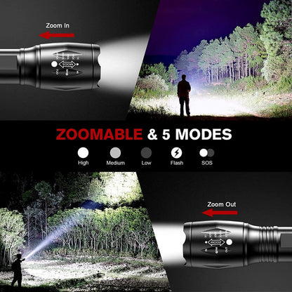 LED Flashlight, 2Pack Zoomable Flashlights Portable Handheld Tactical Flashlights (Battery Not Included)