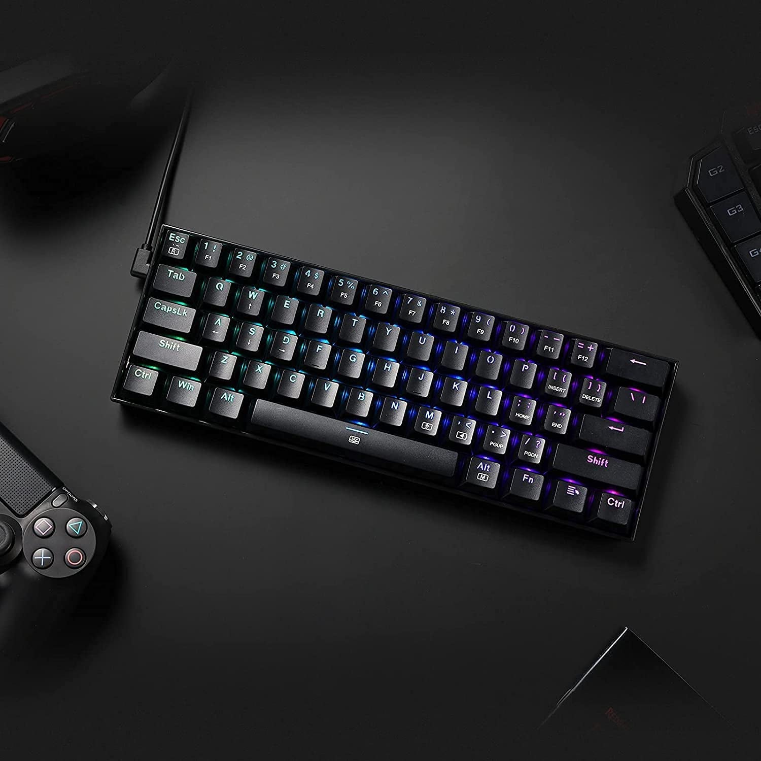 K630 Dragonborn 60% Wired RGB Gaming Keyboard, 61 Keys Compact Mechanical Keyboard with Tactile Brown Switch, Pro Driver Support, Black