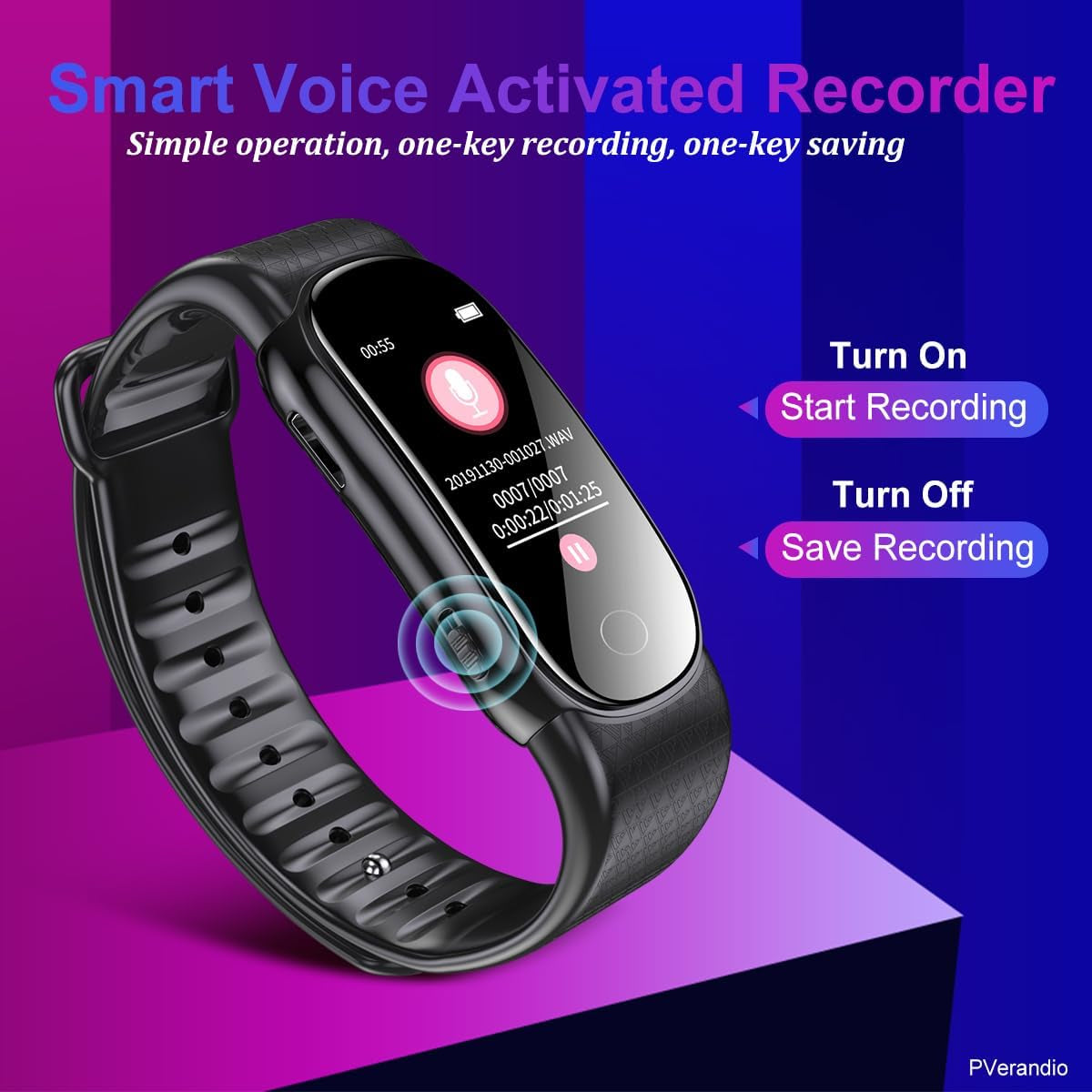 Voice Recorder Watch Voice Activated Recorder with 25 Hours Continuous Recording Time, MP3 Recorder with Timing Recording Audio Device (32GB)