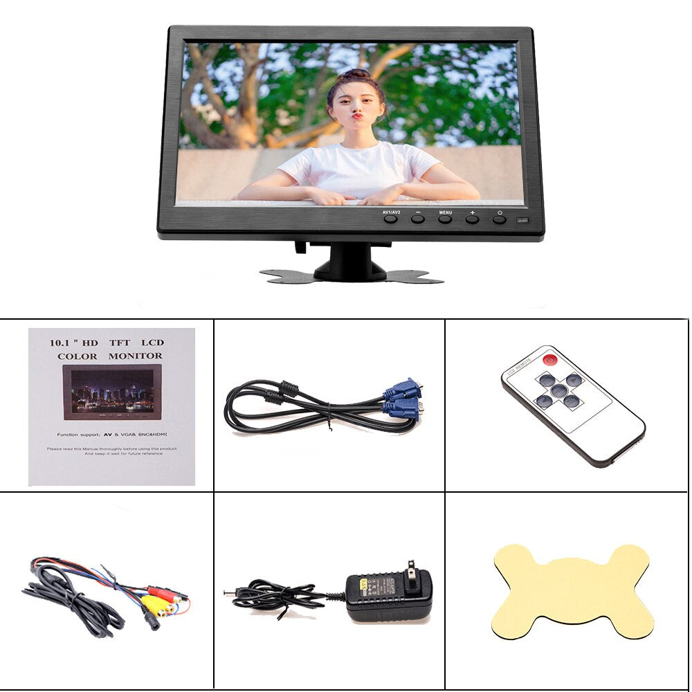 10.1” Monitor for TV & Computer Display LCD Color Screen for Car Backup Camera & Home Security System Car Monitor