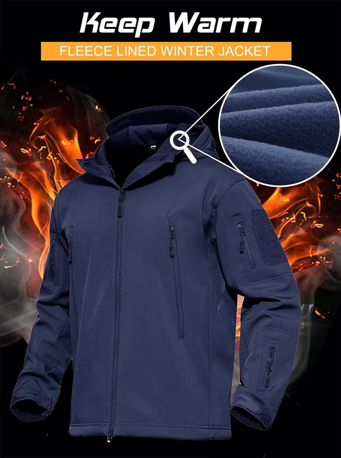Men'S Tactical Jacket 7 Pockets Performance Fleece Lined Water Resistant Soft Shell Winter Coats