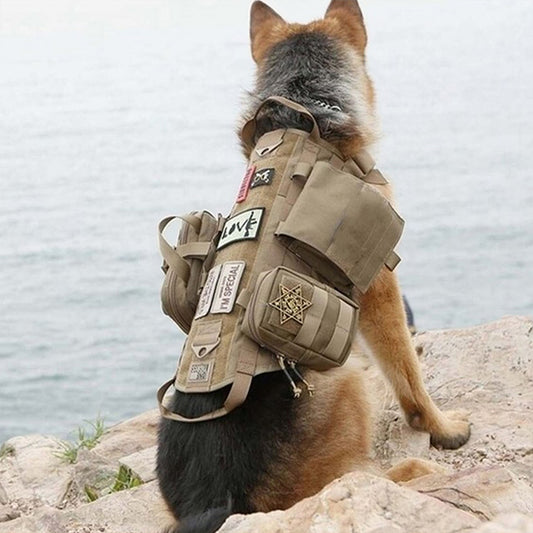 Tactical Dog Harness With 3 Detachable Pockets