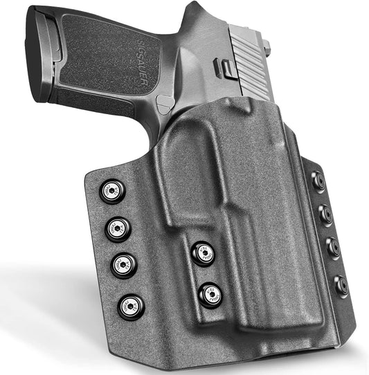 OWB Kydex Holster Fits: Glock 17 22 31丨Glock 19 19X 23 32 44 45丨M&P 9 40 45, SD9VE SD40VE丨CZ P-07丨P320 Compact, M18,Xcarry, Xcompact. OWB Holster for Concealed Carry, Adjustable Retention-Right Hand